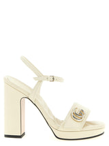 Gucci White Calfskin Stiletto Heel Sandals