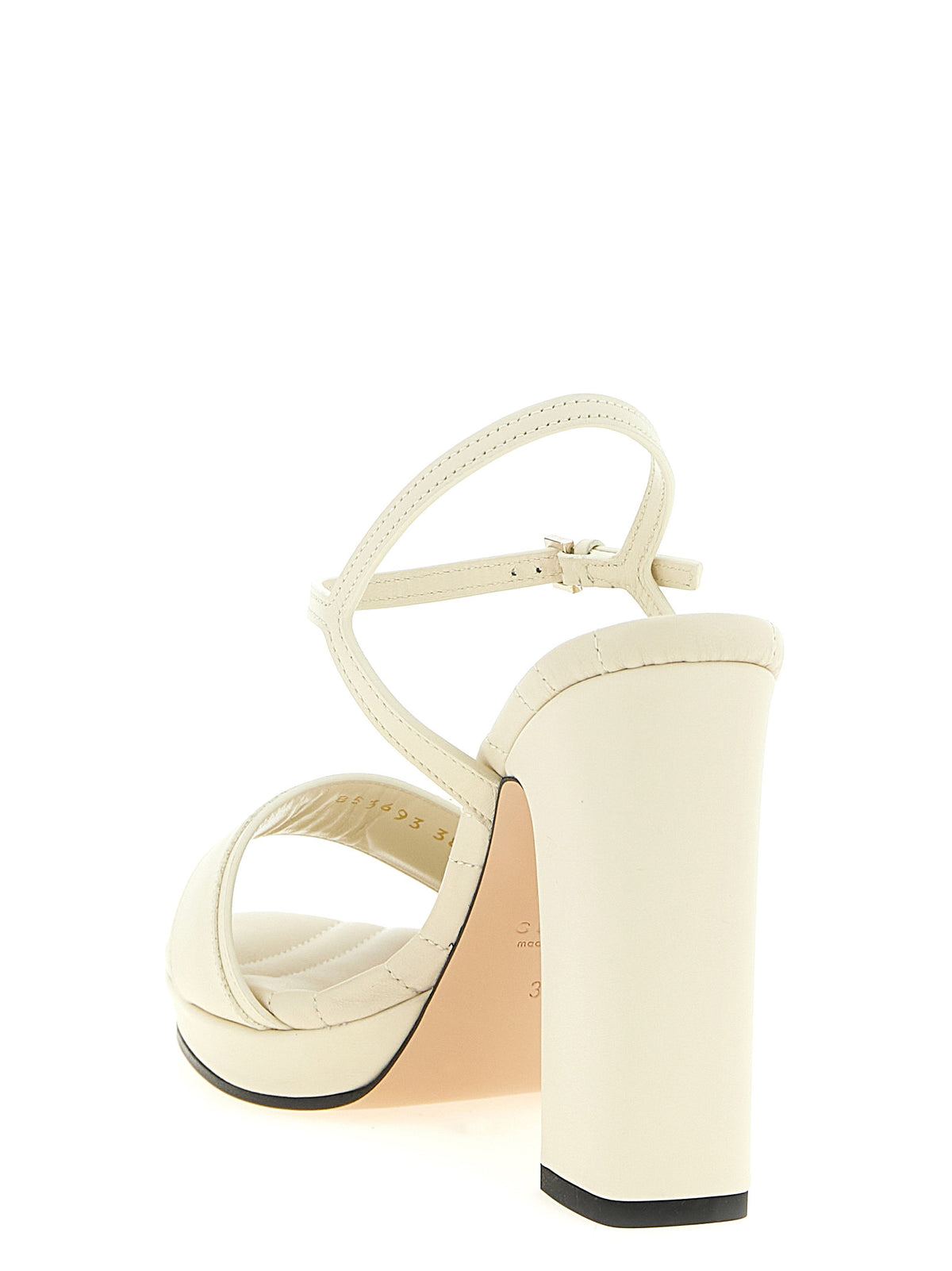 Gucci White Calfskin Stiletto Heel Sandals