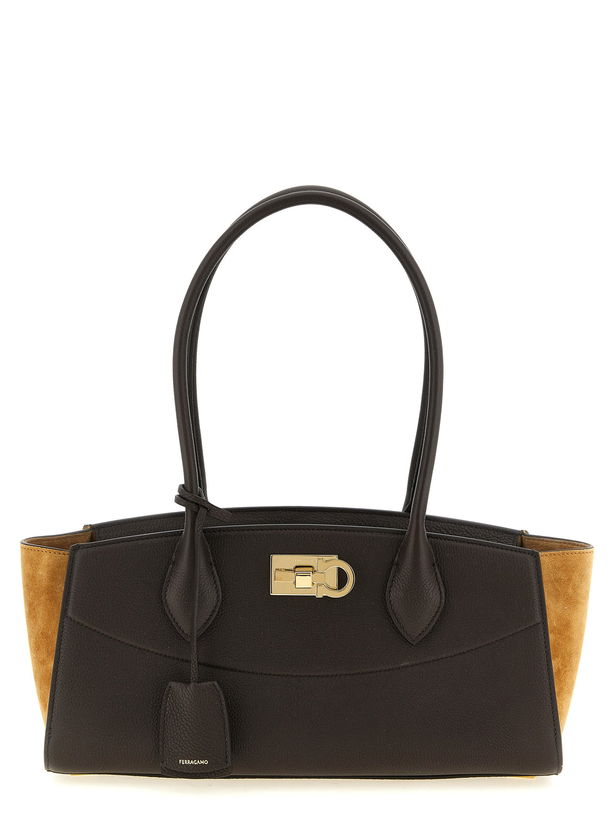 Ferragamo Studio Soft Bag East West Medium in Testa di Moro