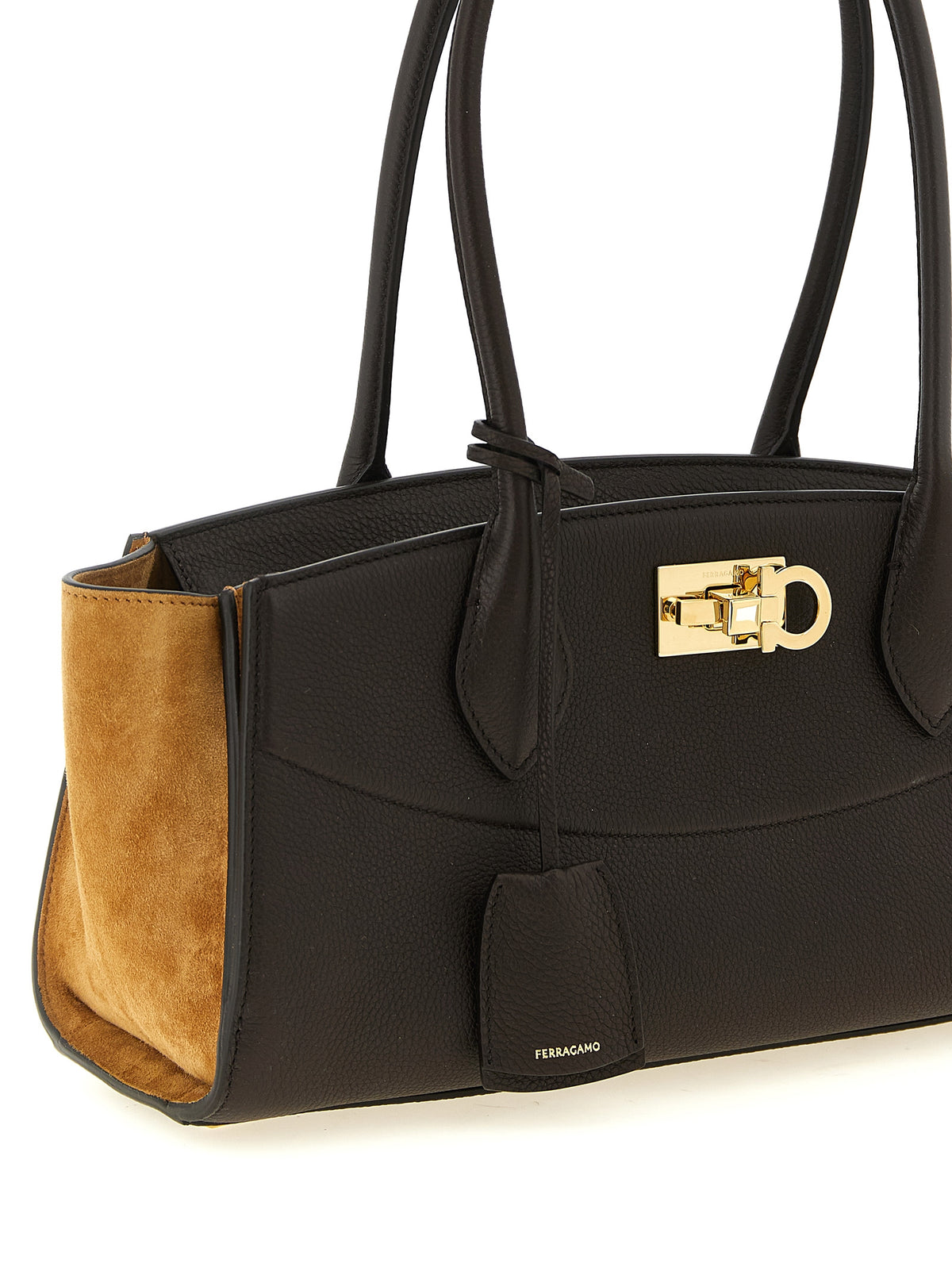 Ferragamo Studio Soft Bag East West Medium in Testa di Moro