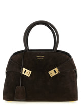 Ferragamo Small Hug Handbag in Brown Suede