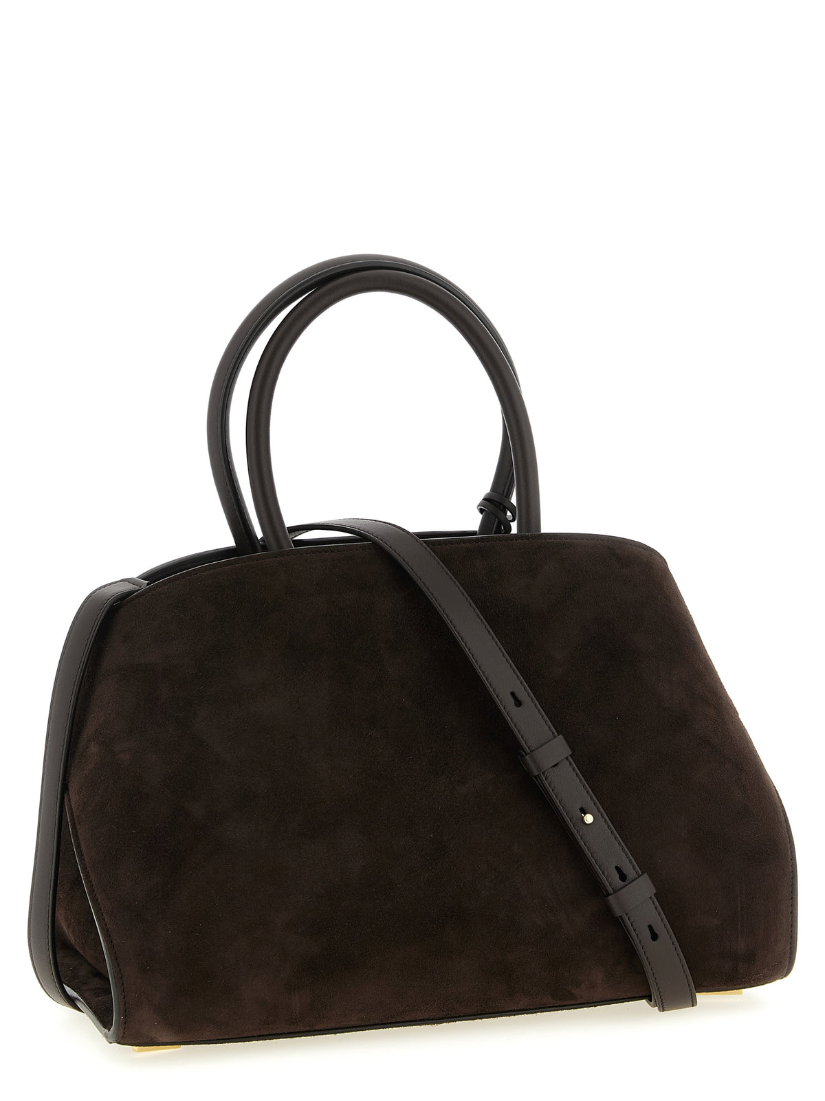 Ferragamo Small Hug Handbag in Brown Suede