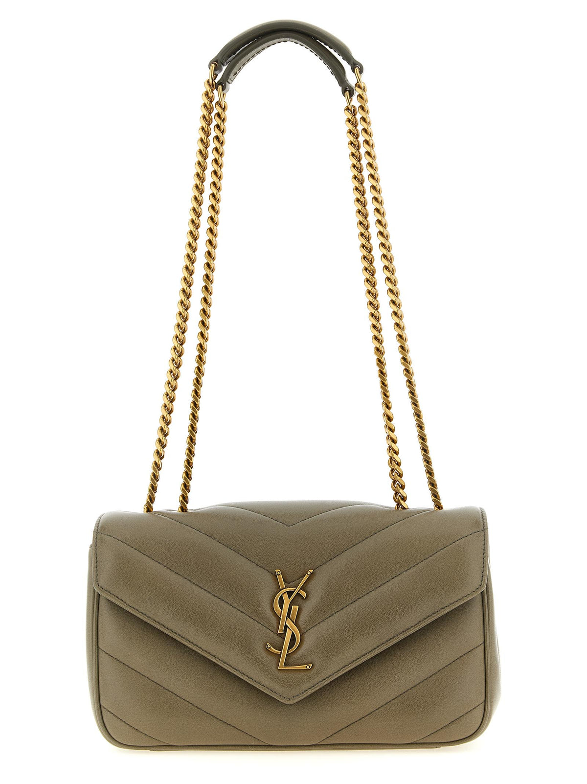 Saint Laurent Loulou Small In Matelassé Lambskin Moss Green