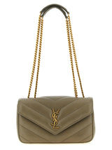 Saint Laurent Loulou Small In Matelassé Lambskin Moss Green