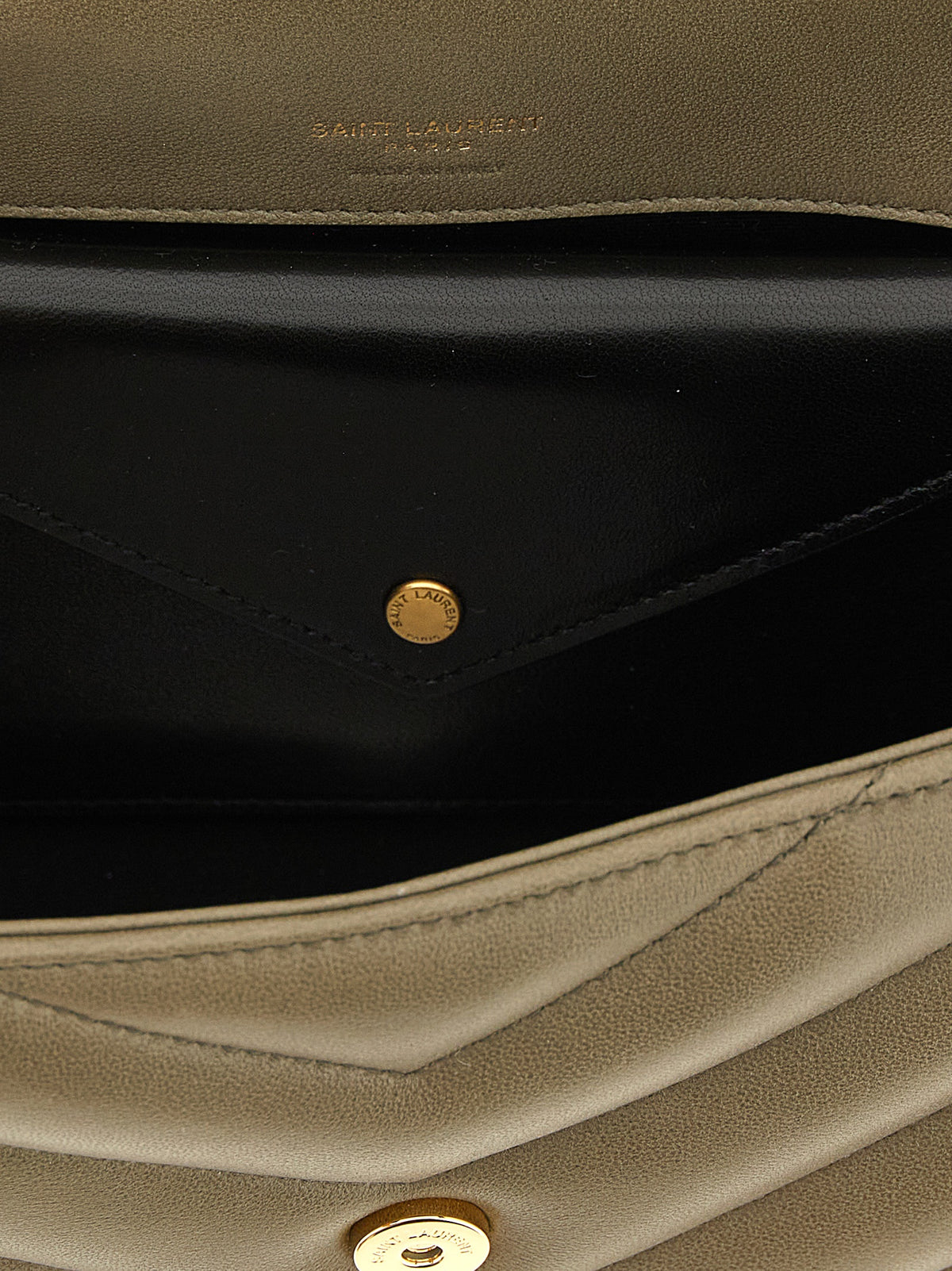 Saint Laurent Loulou Small In Matelassé Lambskin Moss Green