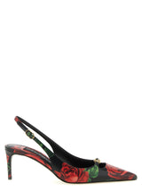 Dolce & Gabbana Rose-print Calfskin Slingbacks