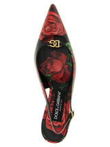 Dolce & Gabbana Rose-print Calfskin Slingbacks
