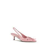 Prada Embroidered Satin Slingback Pumps Pink