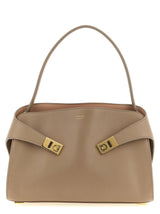 Ferragamo Soft Hug Handbag Medium in Warm Taupe/Dusty Pink