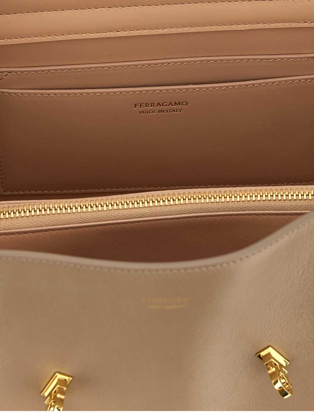 Ferragamo Soft Hug Handbag Medium in Warm Taupe/Dusty Pink