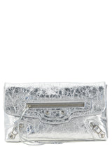 Balenciaga Silver Le City Clutch with Chain