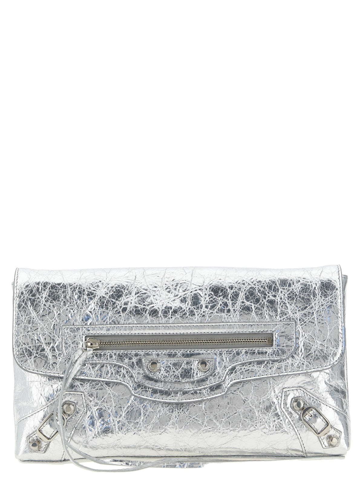 Balenciaga Silver Le City Clutch with Chain