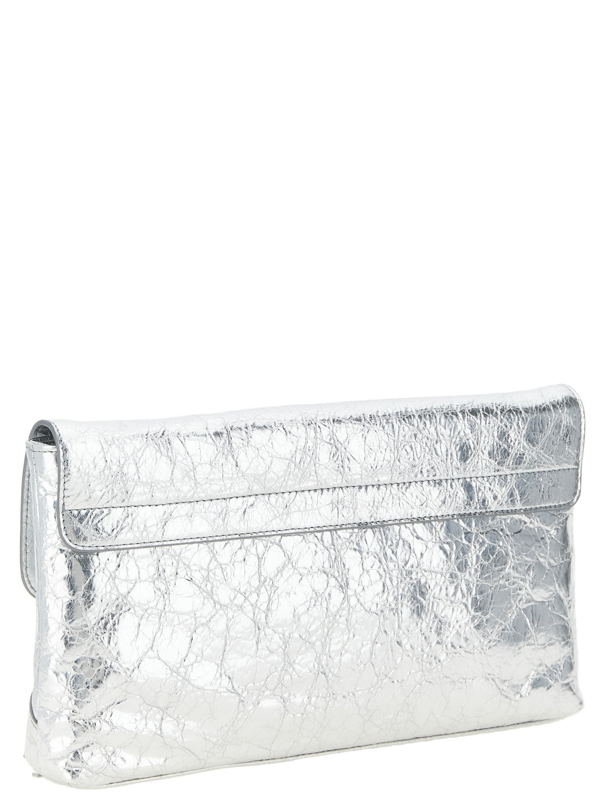 Balenciaga Silver Le City Clutch with Chain