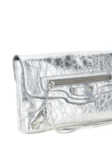 Balenciaga Silver Le City Clutch with Chain