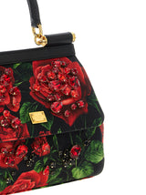 Dolce & Gabbana Small Sicily Handbag With Embroidered Bezels Red Cotton Handbag