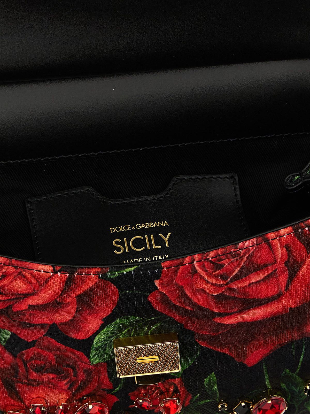 Dolce & Gabbana Small Sicily Handbag With Embroidered Bezels Red Cotton Handbag