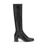 Prada Black Heeled Leather Calf-high Boots
