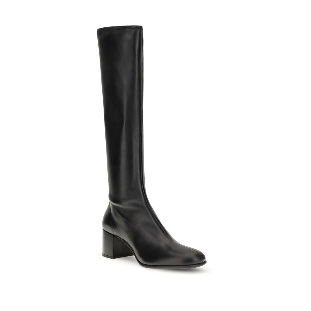 Prada Black Heeled Leather Calf-high Boots