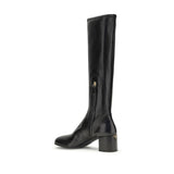 Prada Black Heeled Leather Calf-high Boots