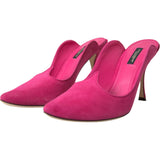 Dolce & Gabbana Fuchsia Suede Leather Mules Sandals Shoes